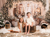 Kate Christmas Arch Garland Snow Trees Backdrop Designed by Emetselch