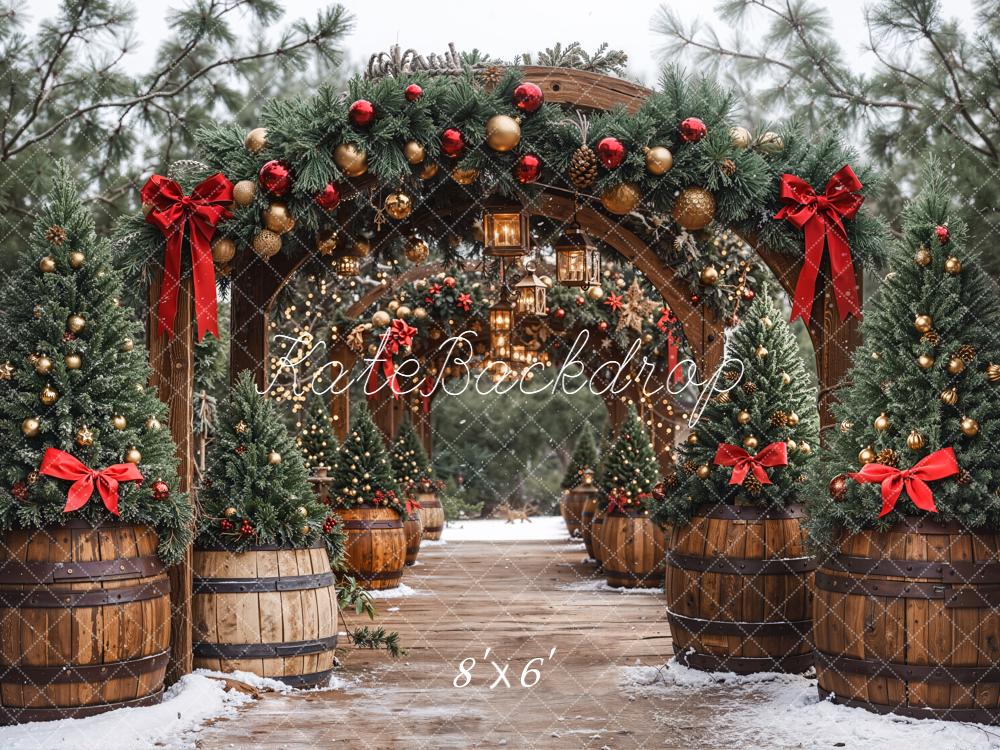 Kate Christmas Arch Garland Lanterns Trees Backdrop Designed by Emetselch -UK