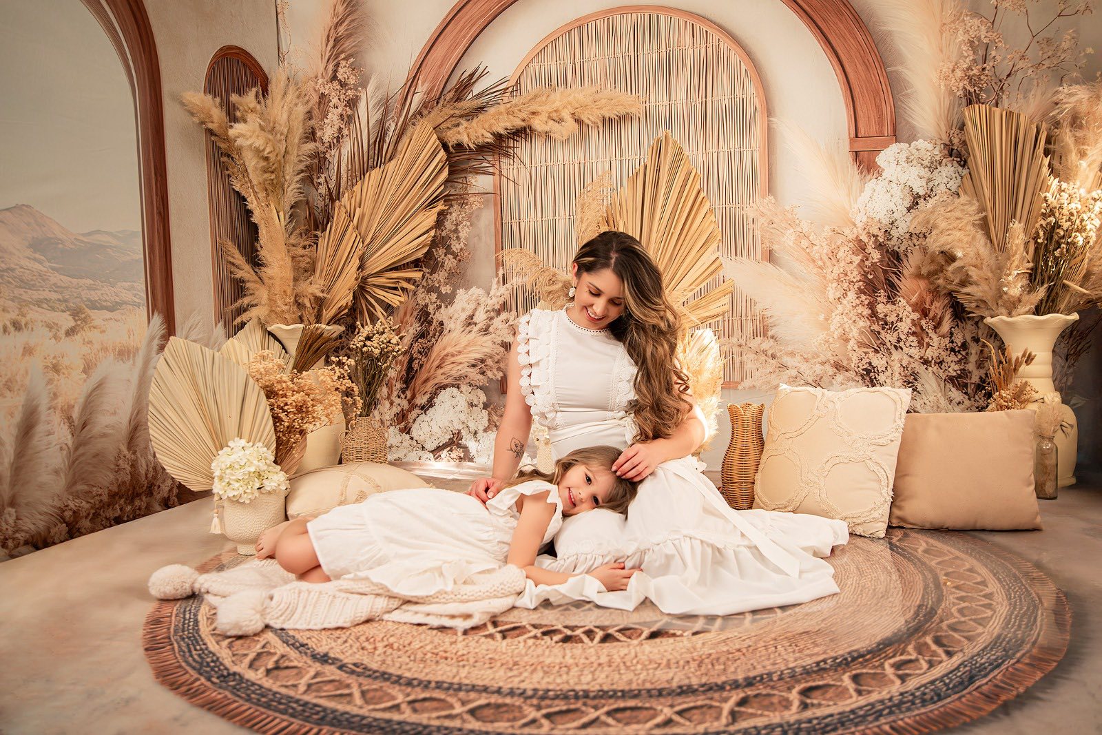 Kate Boho Floral Arch Neutral Window Pampas Grass Room Set -UK