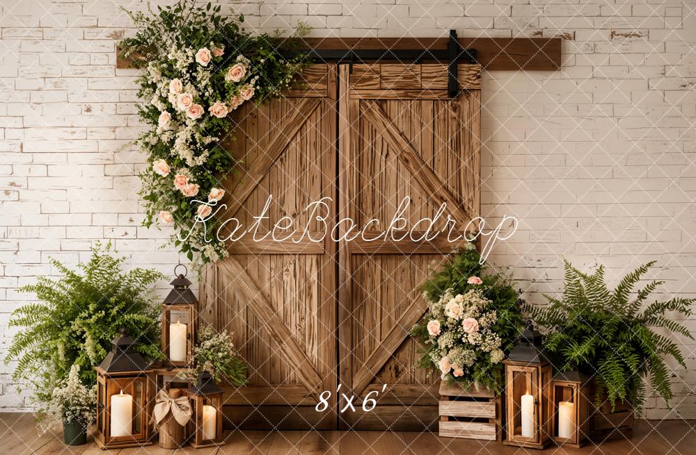 Kate Spring Barn Door Lanterns Rustic Backdrop Designed by Emetselch