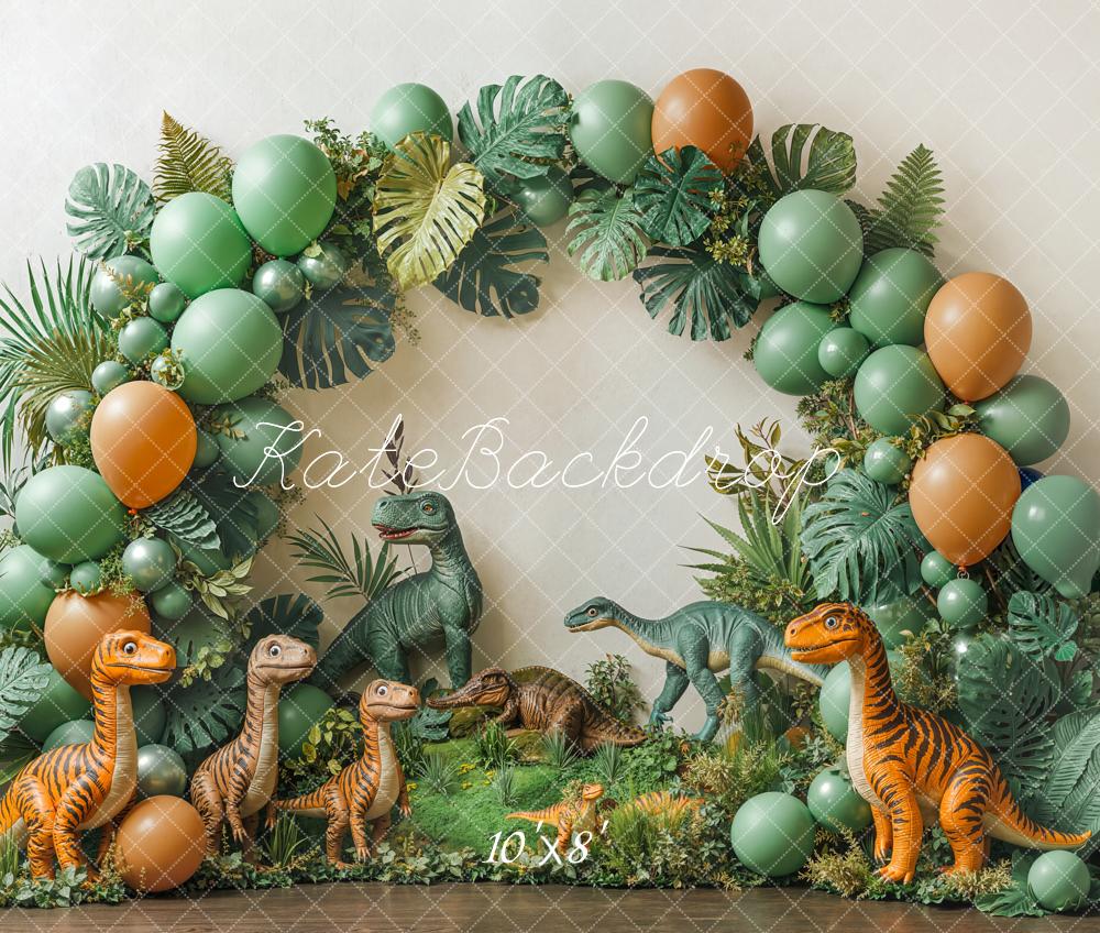 Kate Dinosaur Jungle Balloon Arch Fleece Backdrop Designed by Emetselch -UK