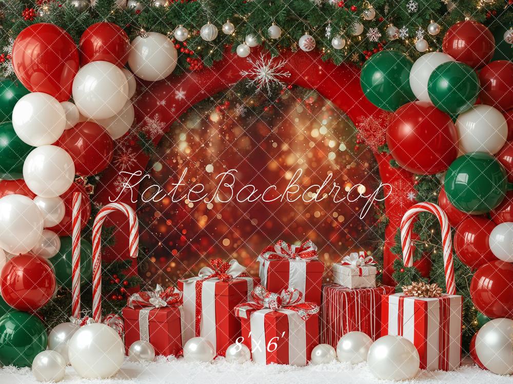 Kate Christmas Balloons Presents Bokeh Fleece Backdrop Designed by Emetselch -UK