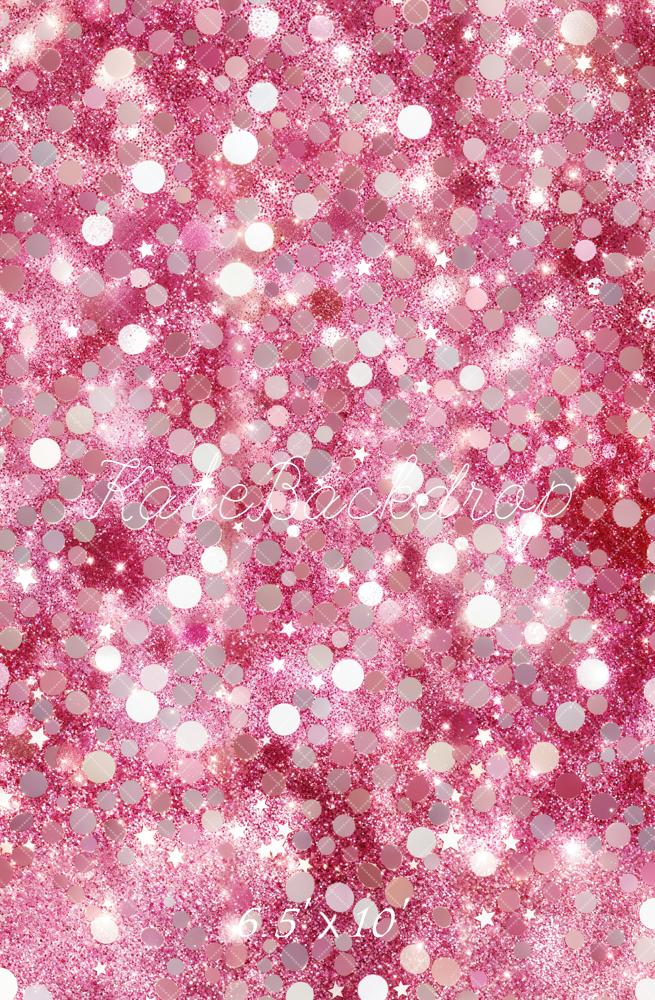 Kate Pink Glitter Bokeh Stars Fleece Backdrop Designed by Emetselch -UK
