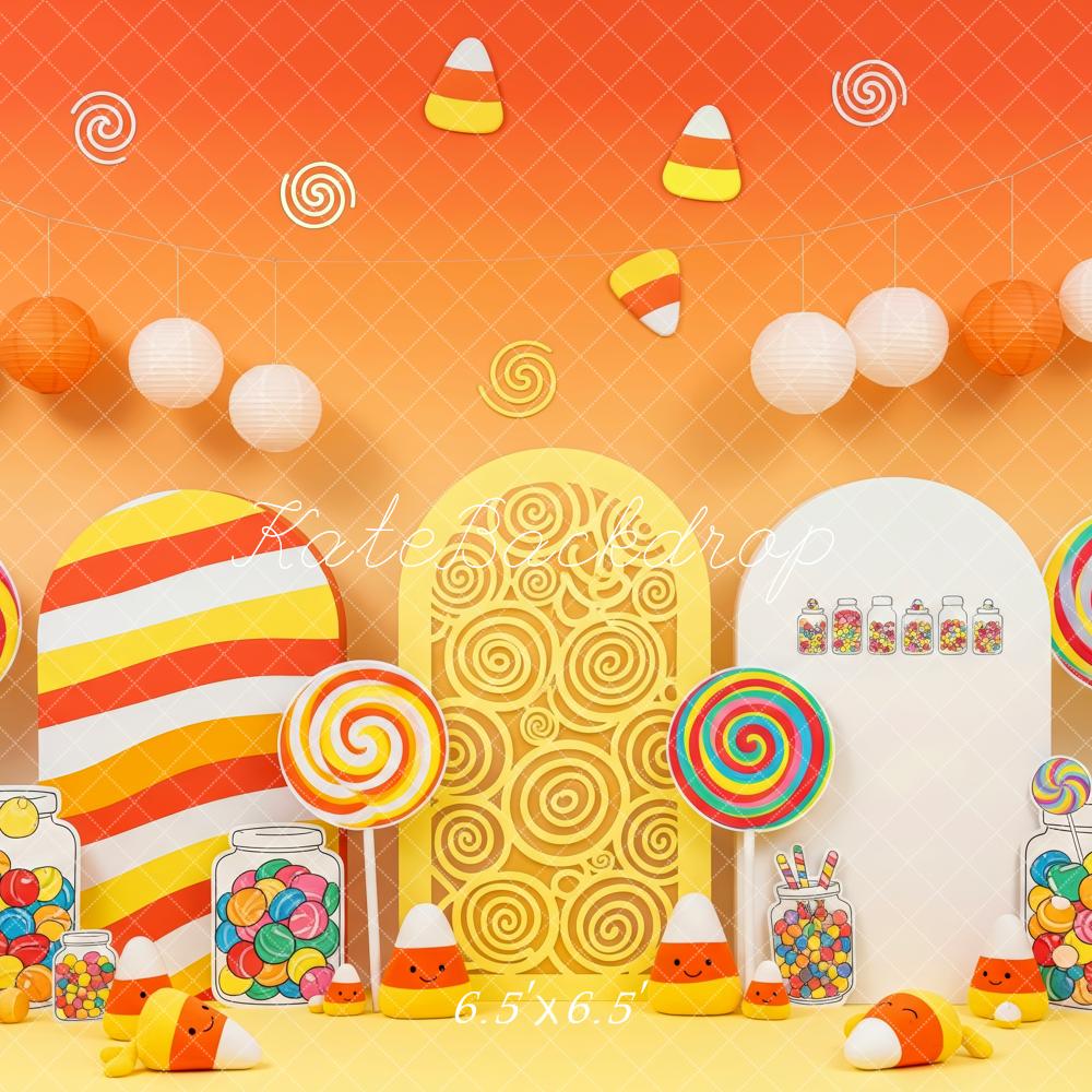 Kate Candy Corn Lollipops Orange Gradient Backdrop Designed by Patty Robert