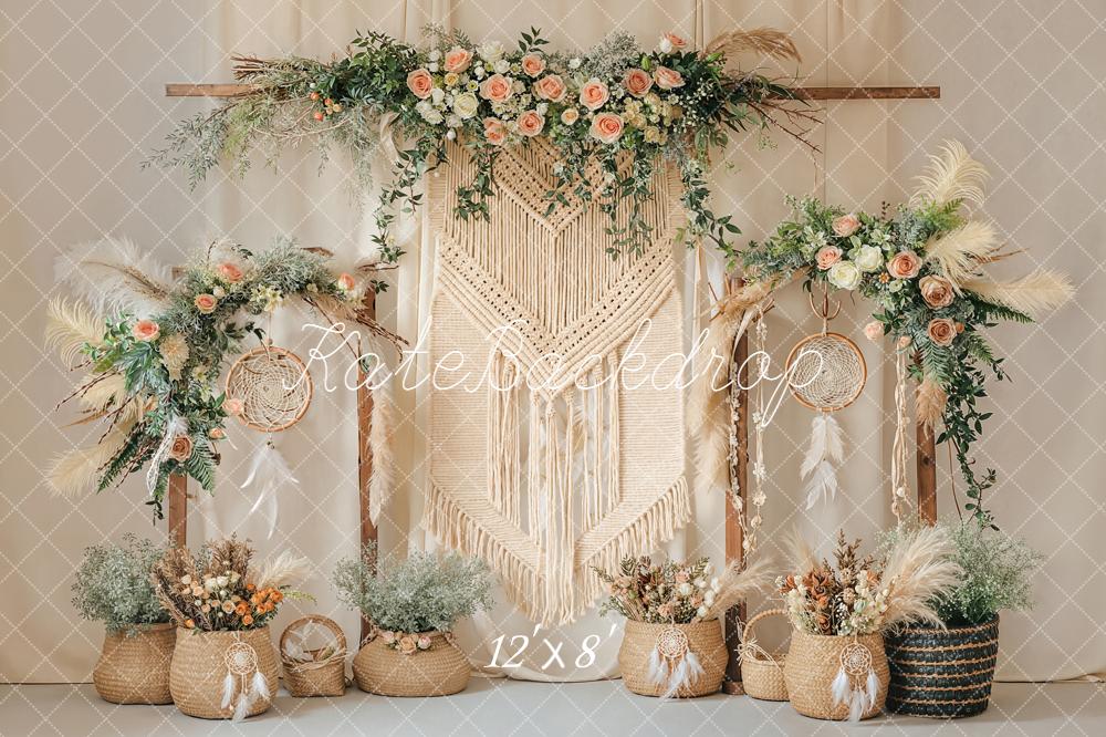 Kate Boho Macrame Dreamcatcher Floral Backdrop Designed by Emstselch