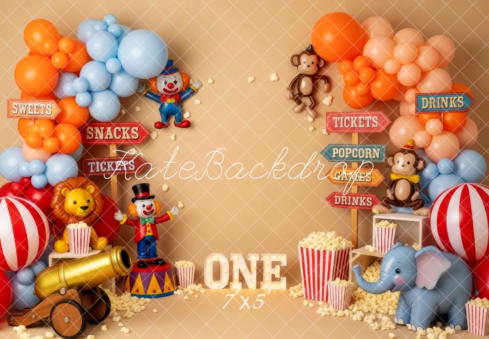 Kate 1st Birthday Circus Clown Balloons Backdrop Designed by Patty Robert
