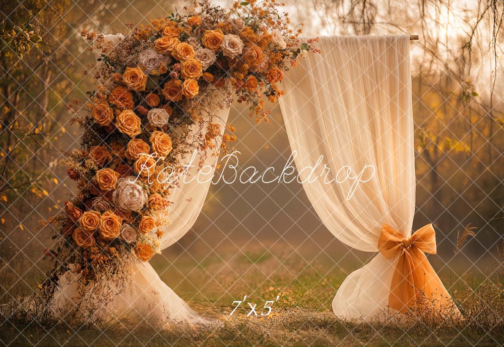 On Sale Kate Autumn Floral Arch Cream Curtains Backdrop Designed by Emetselch -UK