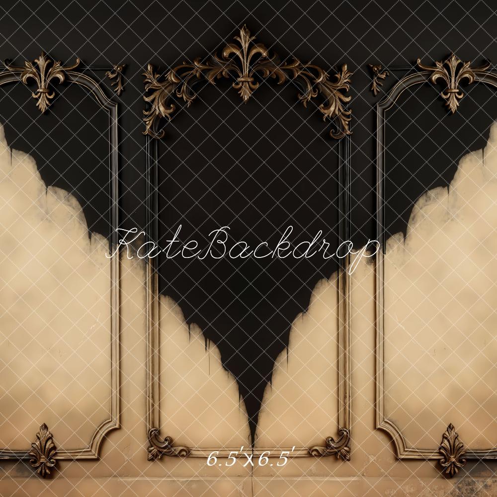 Kate Ornate Vintage Wall Black Beige Backdrop Designed by Mini MakeBelieve -UK