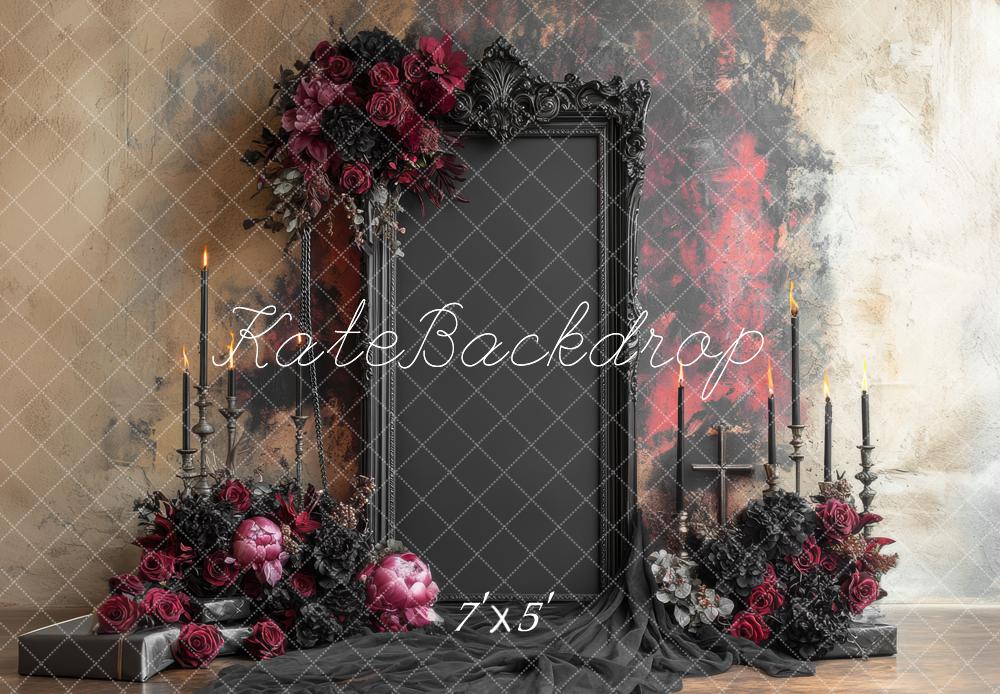 Kate Gothic Floral Candles Ornate Frame Backdrop Designed by Mini MakeBelieve -UK