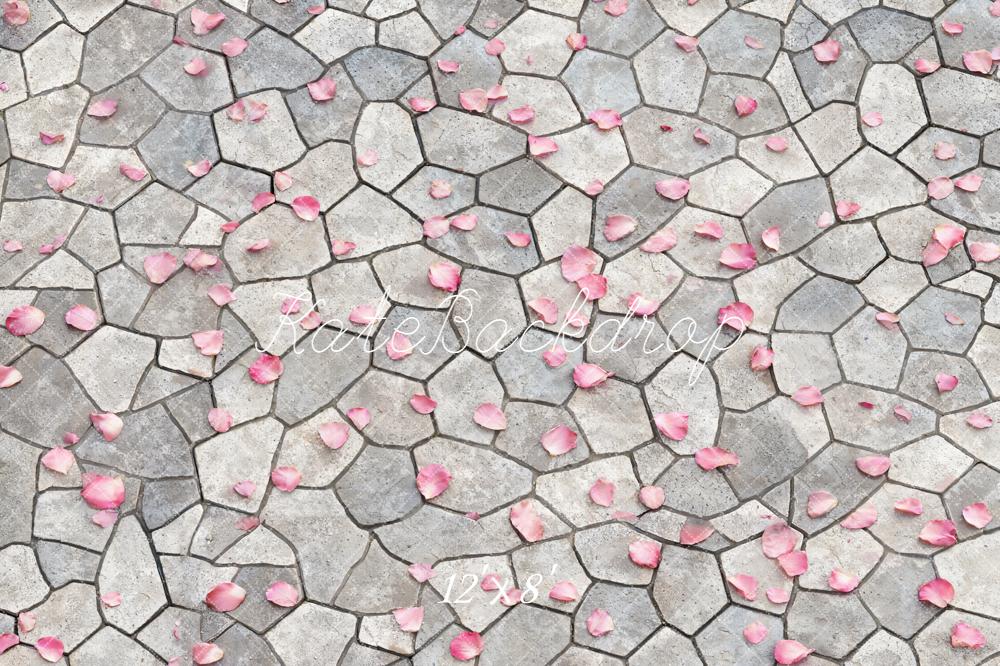 Kate Cobblestone Floor Pink Petals Backdrop Designed by Emetselch