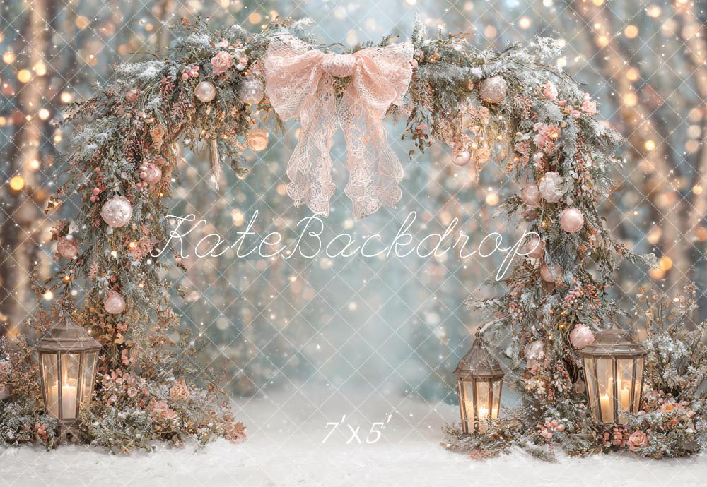 Kate Winter Floral Arch Snowy Backdrop Designed by Ashley Paul