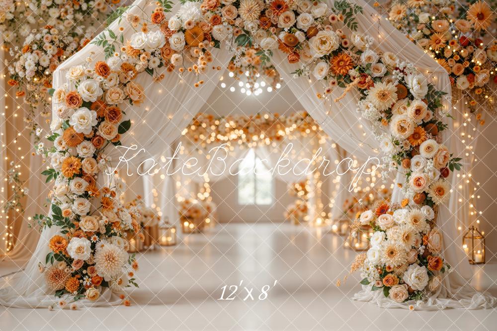 Kate Wedding Flower Arch Lanterns Fleece Backdrop Designed by Emetselch -UK