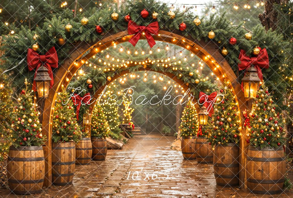 Kate Christmas Arch Garland Lights Fleece Backdrop Designed by Emetselch -UK