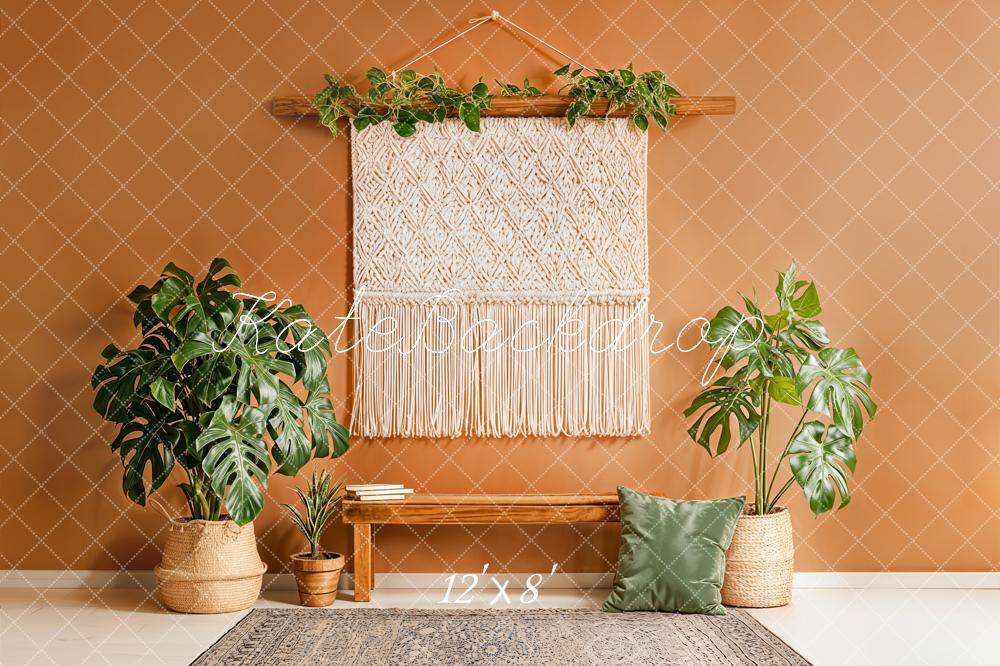 Kate Boho Macrame Bench Green Plants Backdrop Designed by Emstselch