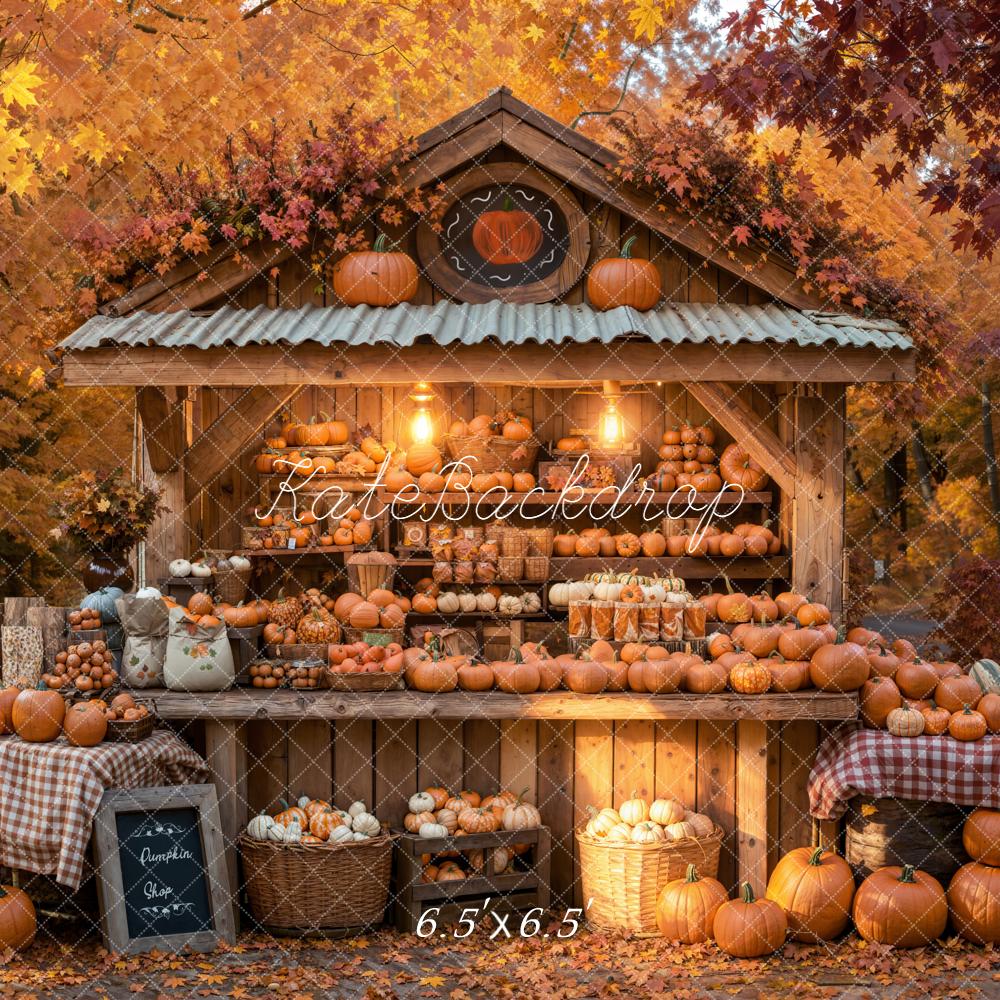 Kate Autumn Pumpkin Stand Rustic Market Backdrop Designed by Emetselch