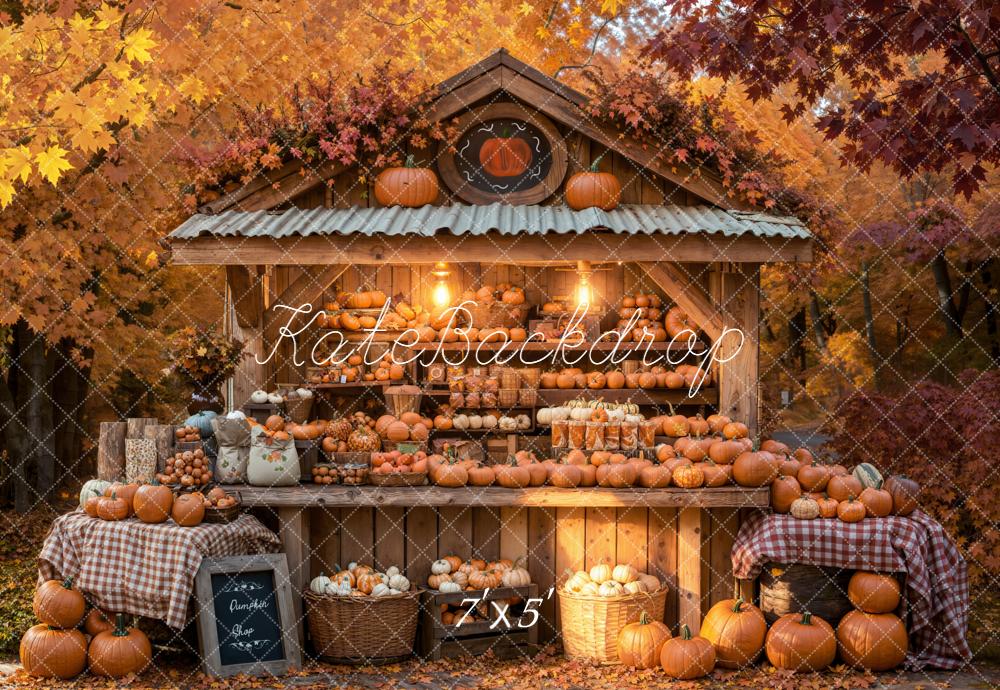 Kate Autumn Pumpkin Stand Rustic Market Backdrop Designed by Emetselch