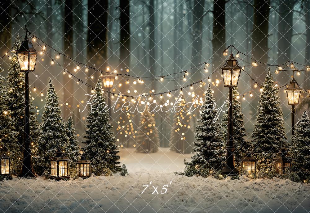 On Sale Kate Christmas Snowy Trees Lamp Fairy Lights Backdrop Designed by Emetselch
