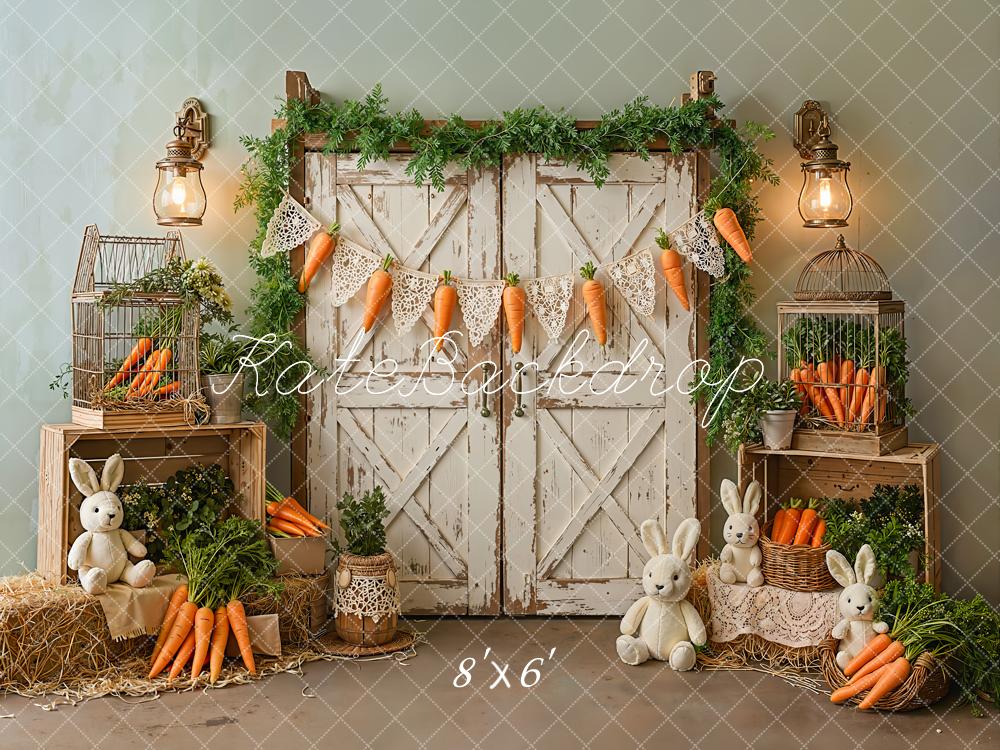 Kate Easter Bunny Carrots Greenery Backdrop Designed by Emetselch