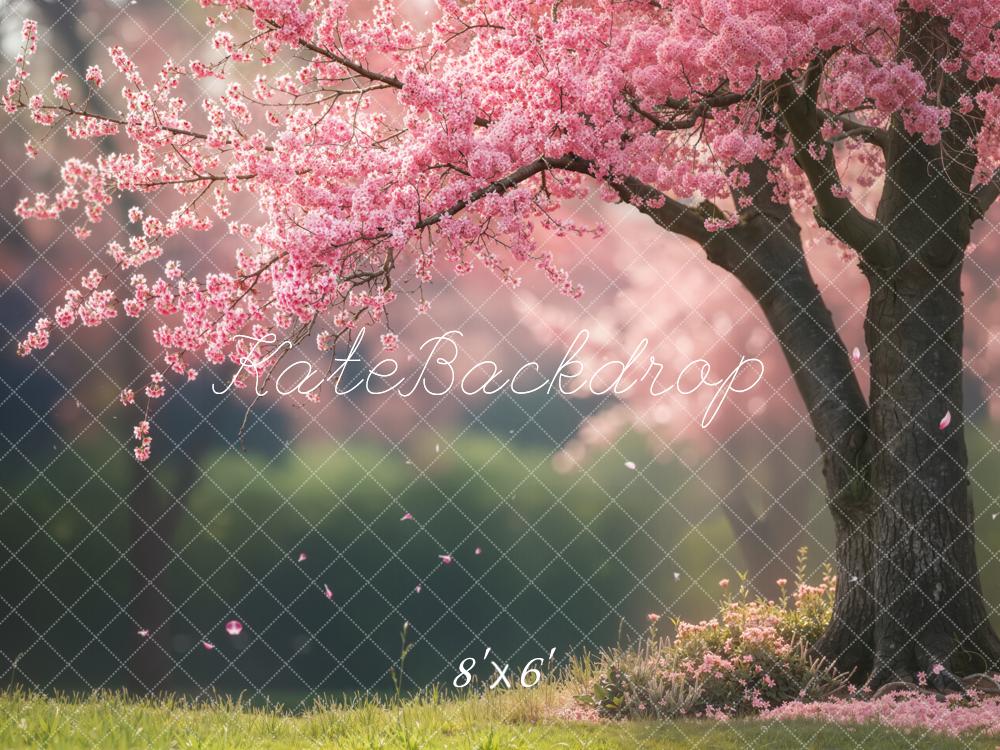 Kate Spring Pink Cherry Blossom Tree Floral Backdrop Designed by Emetselch