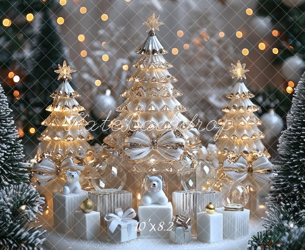 Kate Christmas Crystal Trees Snowy Gifts Backdrop Designed by Mini MakeBelieve -UK