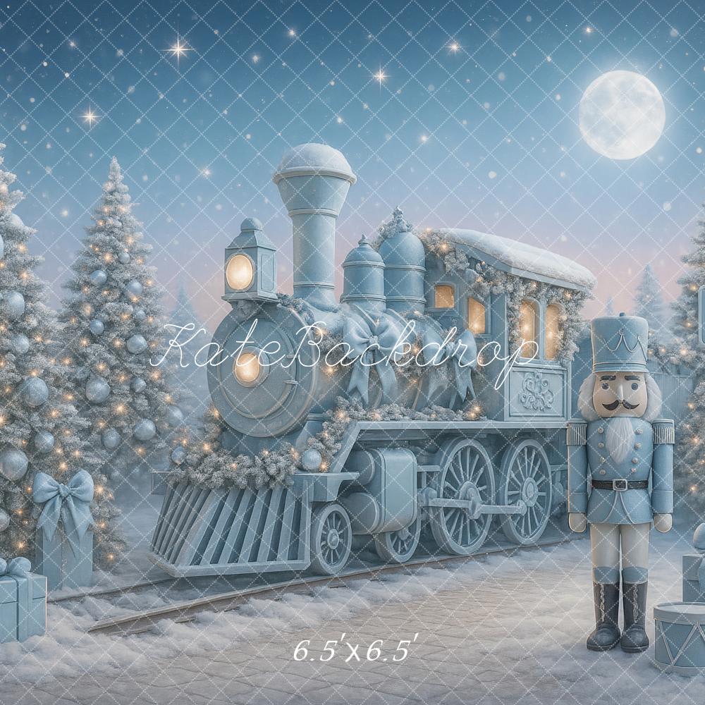 Kate Christmas Polar Train Nutcracker Blue Backdrop Designed by Ashley Paul