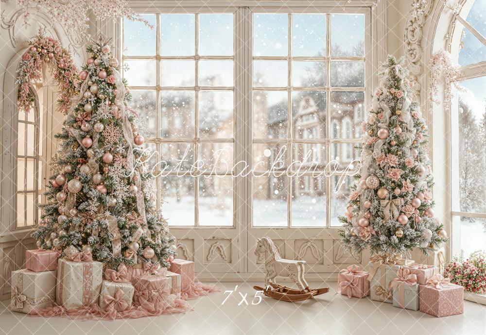 Kate Christmas Trees Window Winter Backdrop Designed by Emetselch -UK
