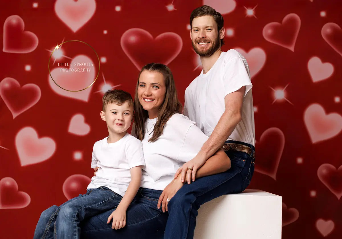 Kate 90s Valentine's Day Red Sweet Heart Love Backdrop for Photography