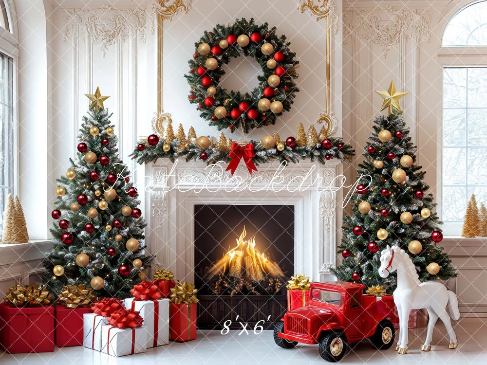 Kate Christmas Fireplace Room Backdrop Designed by Mini MakeBelieve -UK