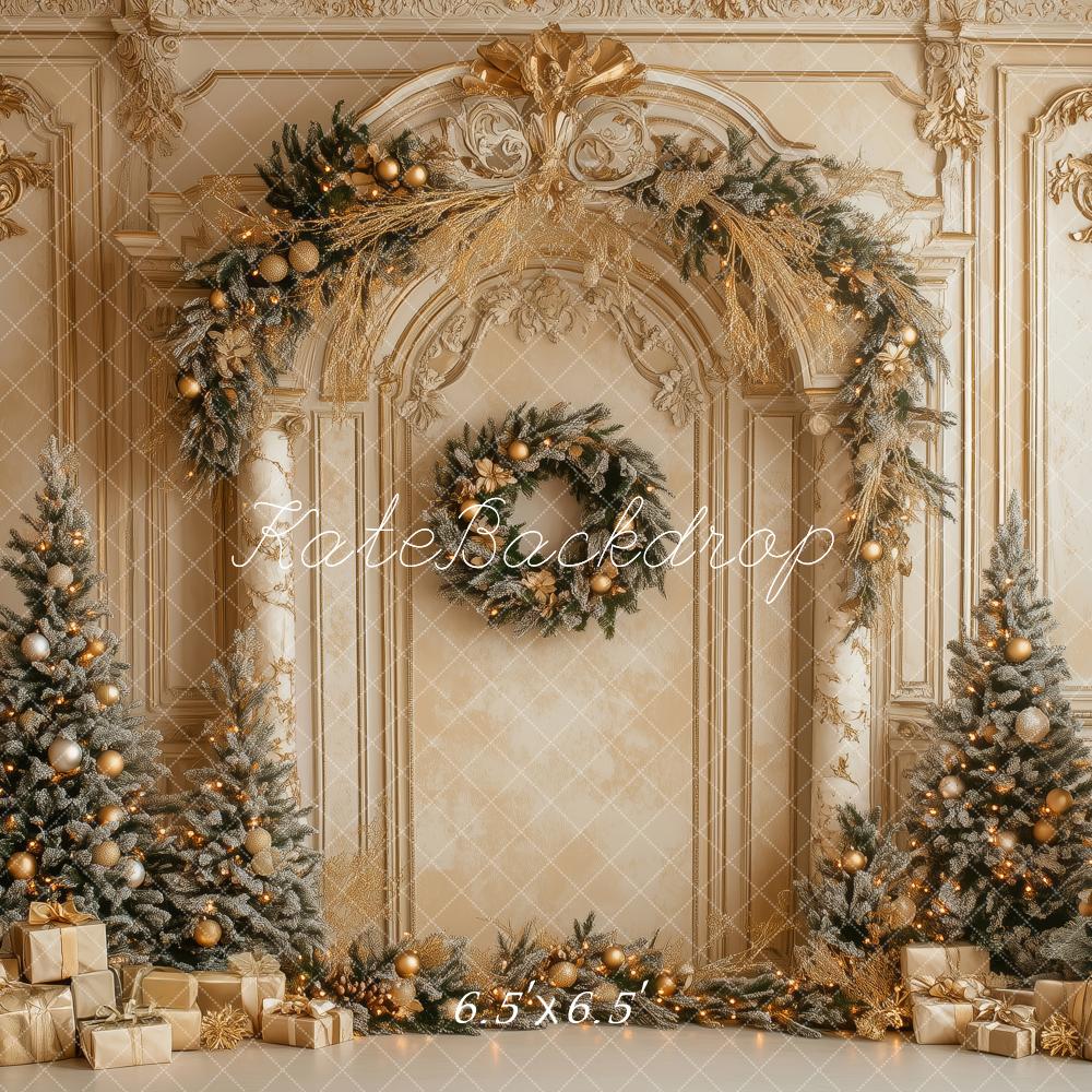 Kate Christmas Gold Ornate Arch Trees Backdrop Designed by Patty Robert -UK