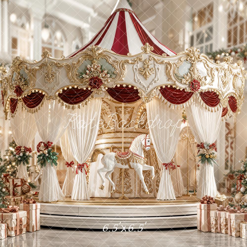 Kate Carousel Christmas Tree Presents Backdrop Designed by Emetselch -UK