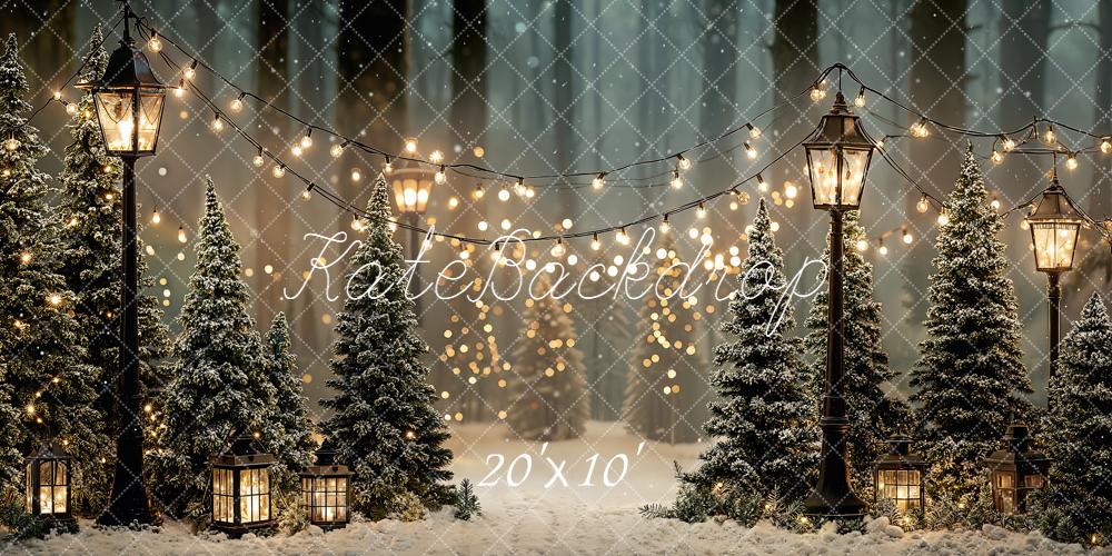 On Sale Kate Christmas Snowy Trees Lamp Fairy Lights Backdrop Designed by Emetselch