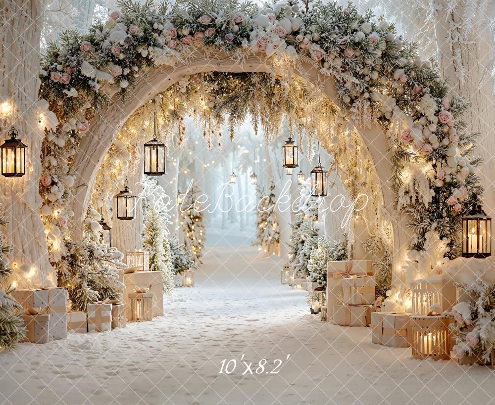 Kate Winter Flower Arch Lanterns Presents Fleece Backdrop Designed by Emetselch -UK
