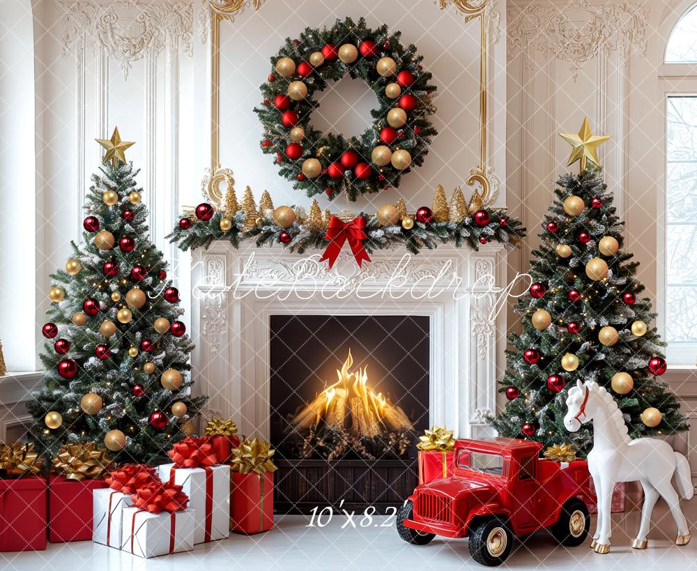 Kate Christmas Fireplace Room Backdrop Designed by Mini MakeBelieve -UK