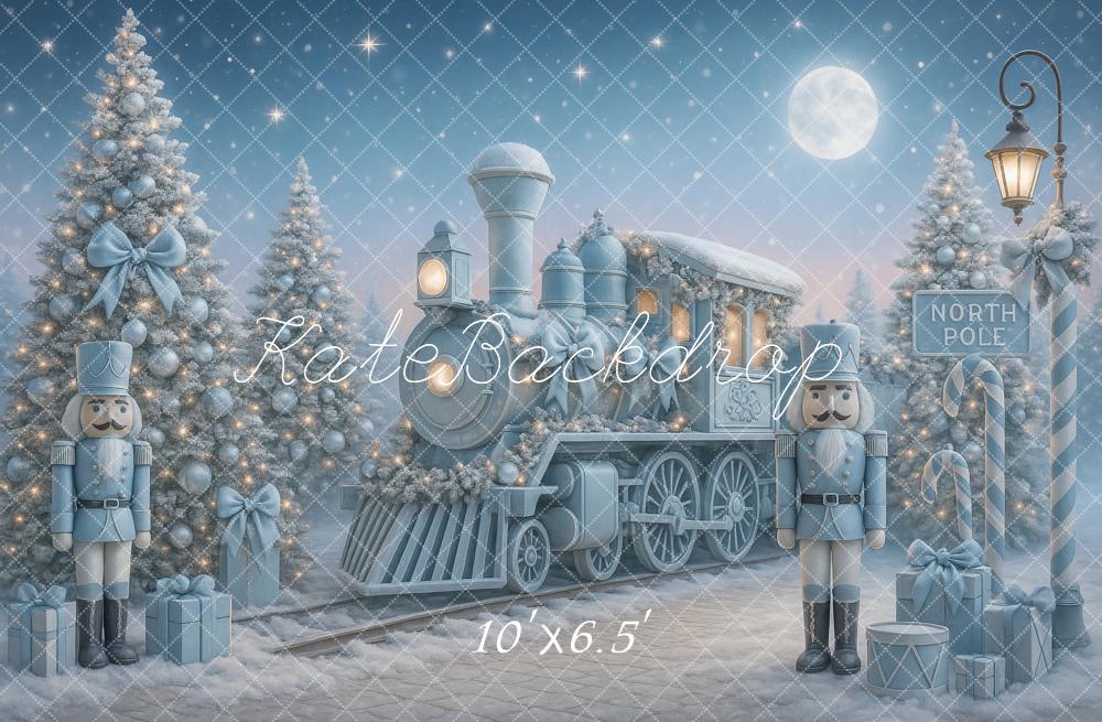 Kate Christmas Polar Train Nutcracker Blue Backdrop Designed by Ashley Paul