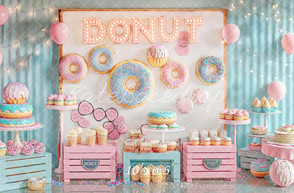 Kate Donut Cake Smash Pastel Sweets Fleece Backdrop Designed by Emetselch -UK
