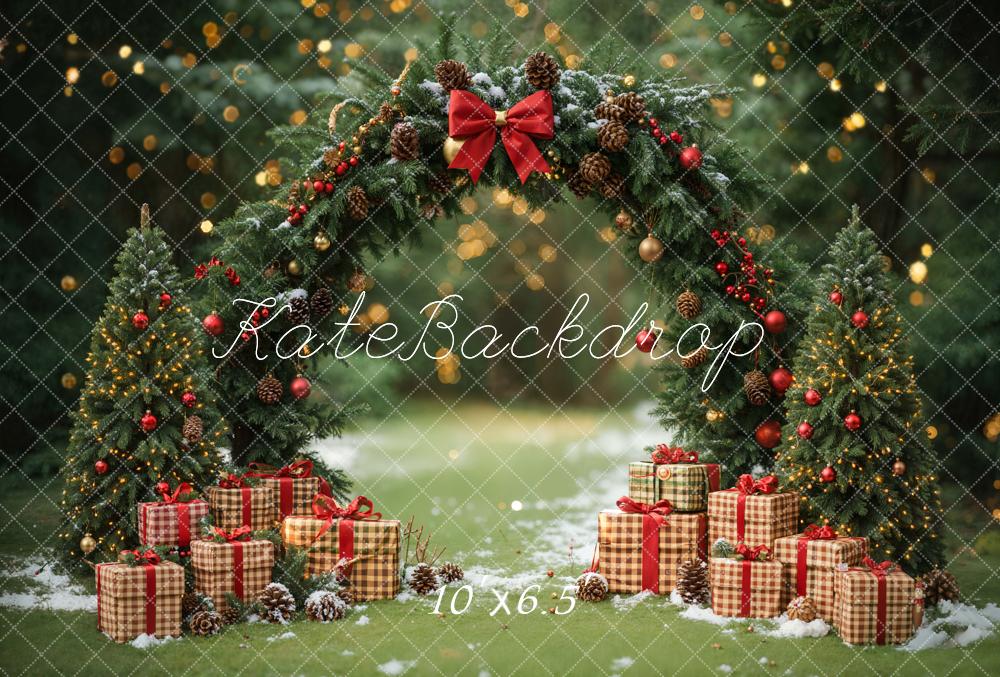 Kate Christmas Tree Arch Presents Forest Fleece Backdrop Designed by Emetselch -UK
