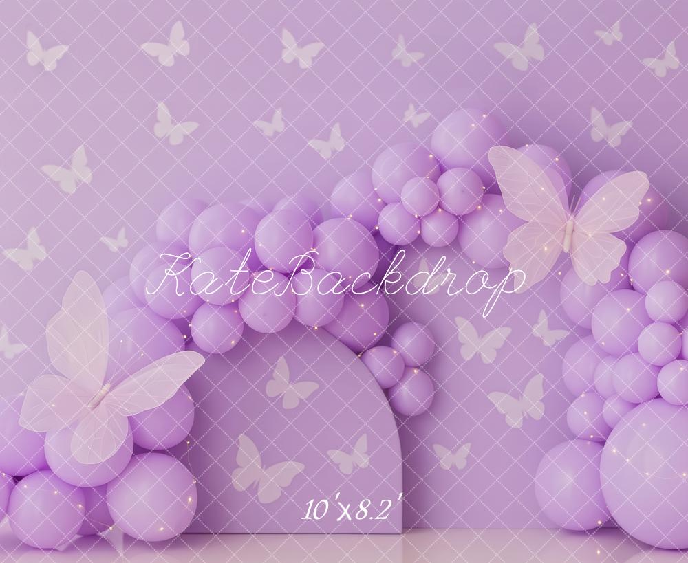 Kate Purple Balloons Butterfly Pattern Backdrop Designed by Patty Robert -UK