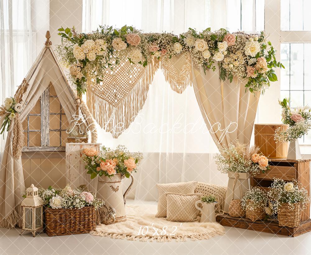 Kate Boho Floral Arch Tent Baskets Backdrop Designed by Emetselch