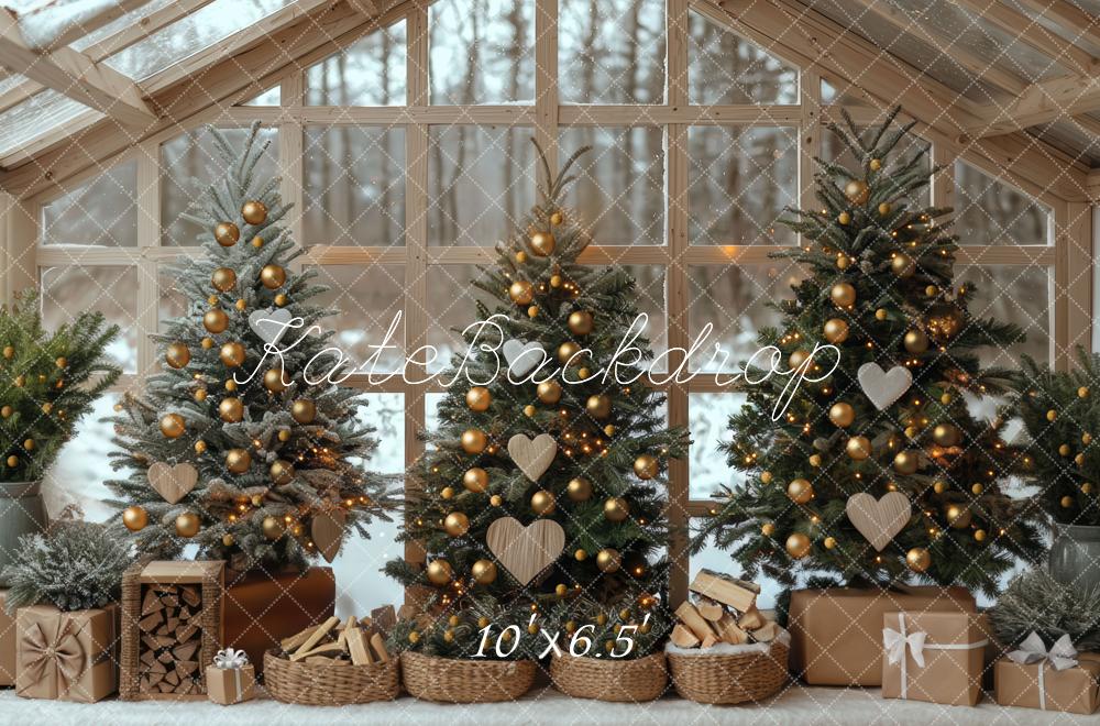 Kate Christmas Trees Presents Firewood House Backdrop Designed by Mini MakeBelieve -UK