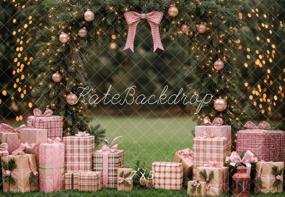 Kate Christmas Garland Arch Pink Presents Backdrop Designed by Emetselch