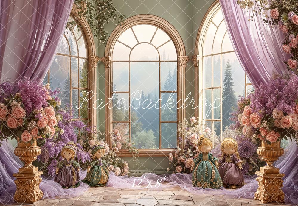 Kate Floral Arch Window Dolls Victorian Backdrop Designed by Emetselch -UK