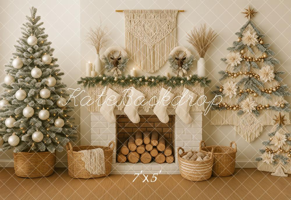 Kate Christmas Fireplace Macrame Tree Decor Backdrop Designed by Ashley Paul