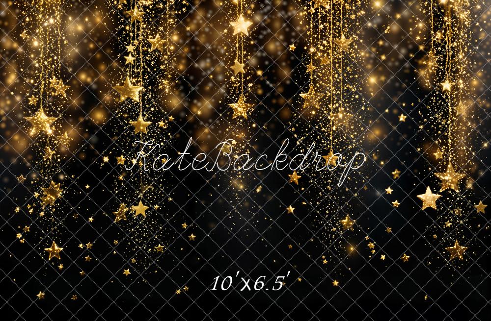 Kate Gold Glitter Stars Sparkle Fleece Backdrop Designed by Kate Image -UK