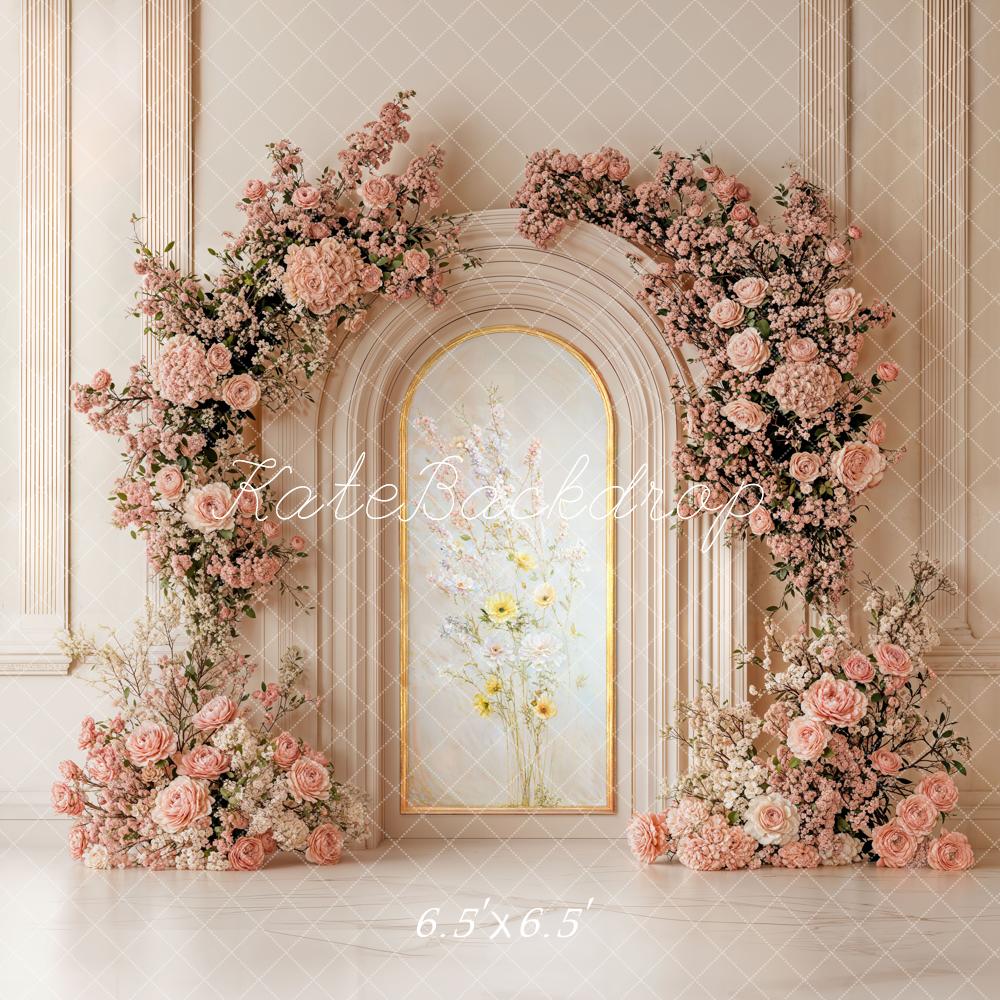 Kate Pink Floral Arch Wall Backdrop Designed by Chain Photography