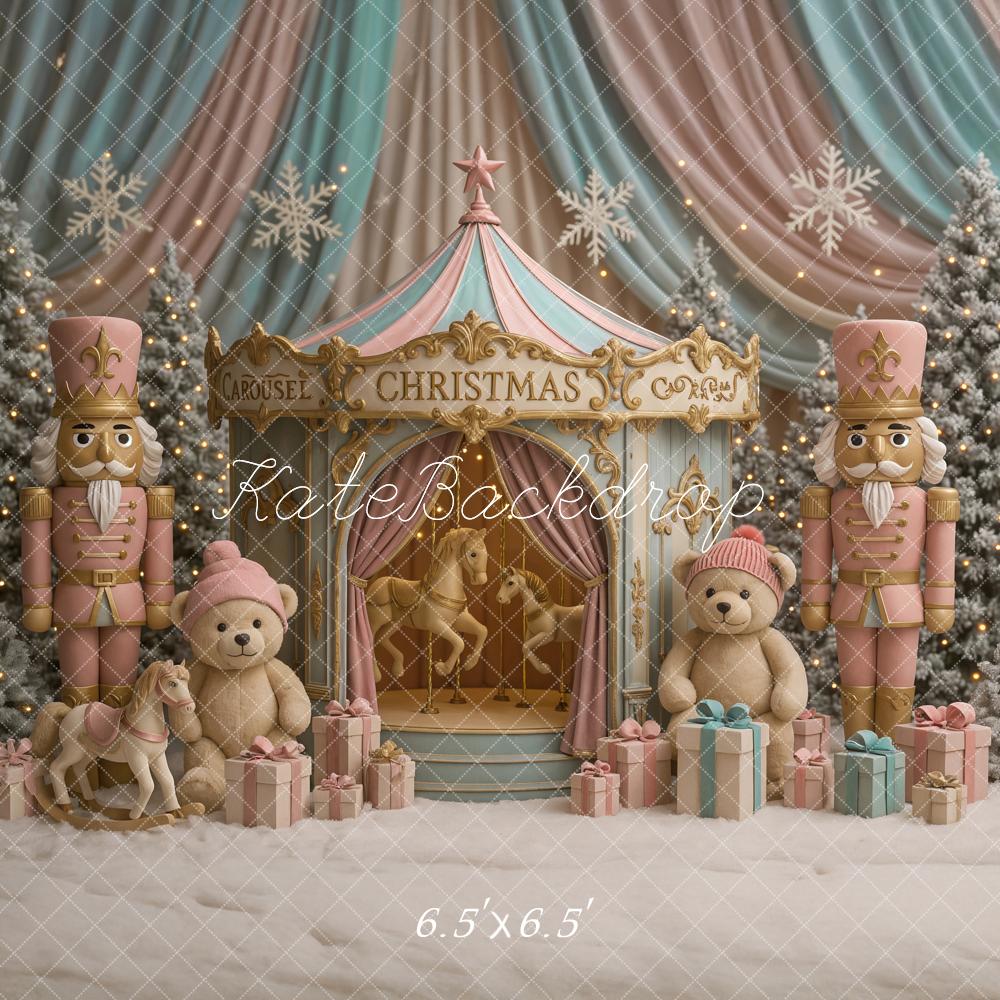 Kate Christmas Carousel Nutcracker Teddy Gifts Backdrop Designed by Ashley Paul -UK