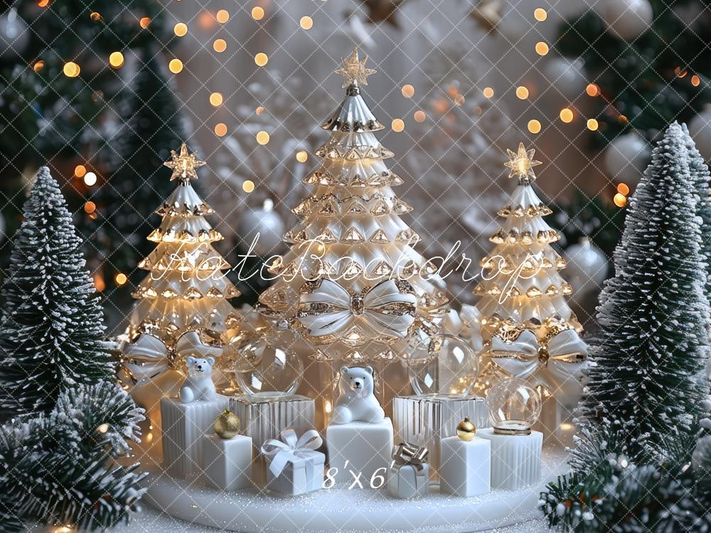 Kate Christmas Crystal Trees Snowy Gifts Backdrop Designed by Mini MakeBelieve -UK