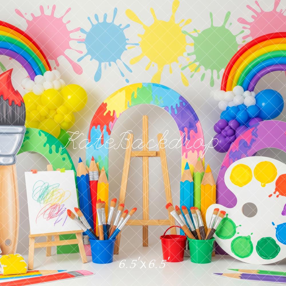 Kate Art Rainbow Paintbrush Palette Colourful Backdrop Designed by Patty Robert