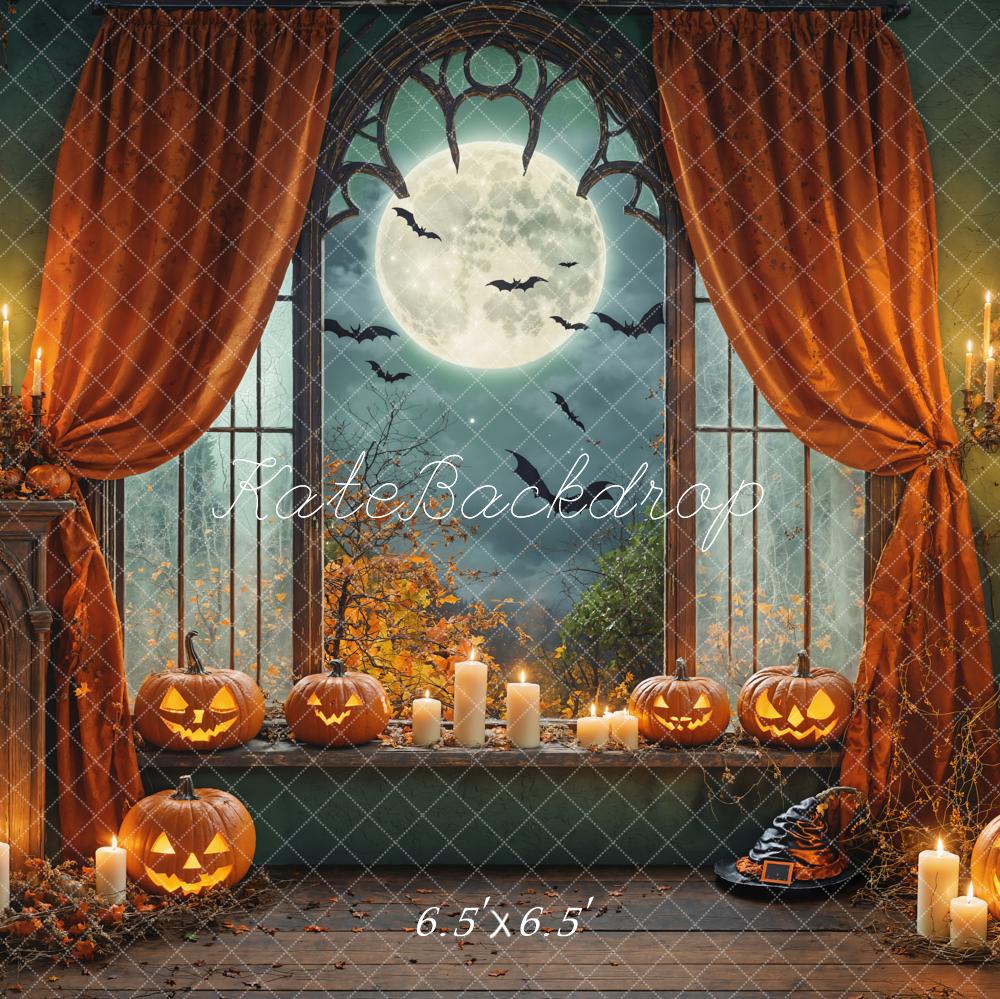 On Sale Kate Halloween Pumpkins Candles Window Backdrop Designed by Chain Photography -UK