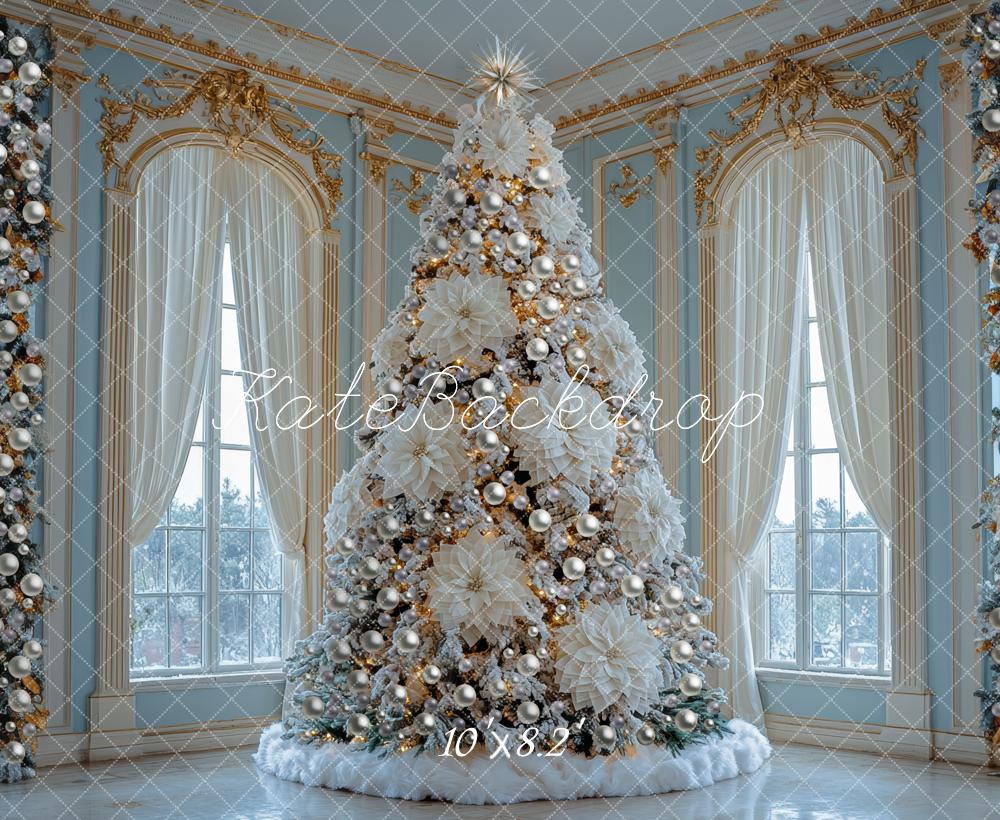 Kate Christmas White Tree Elegant Windows Backdrop Designed by Mini MakeBelieve -UK