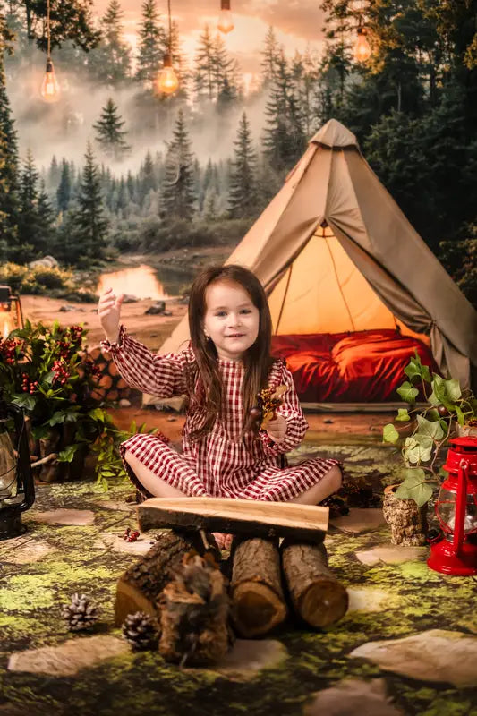 Kate Camping Forest Tent Lights Backdrop Designed by Emetselch -UK